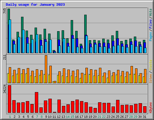 Daily usage for January 2023