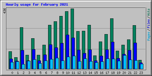 Hourly usage for February 2021